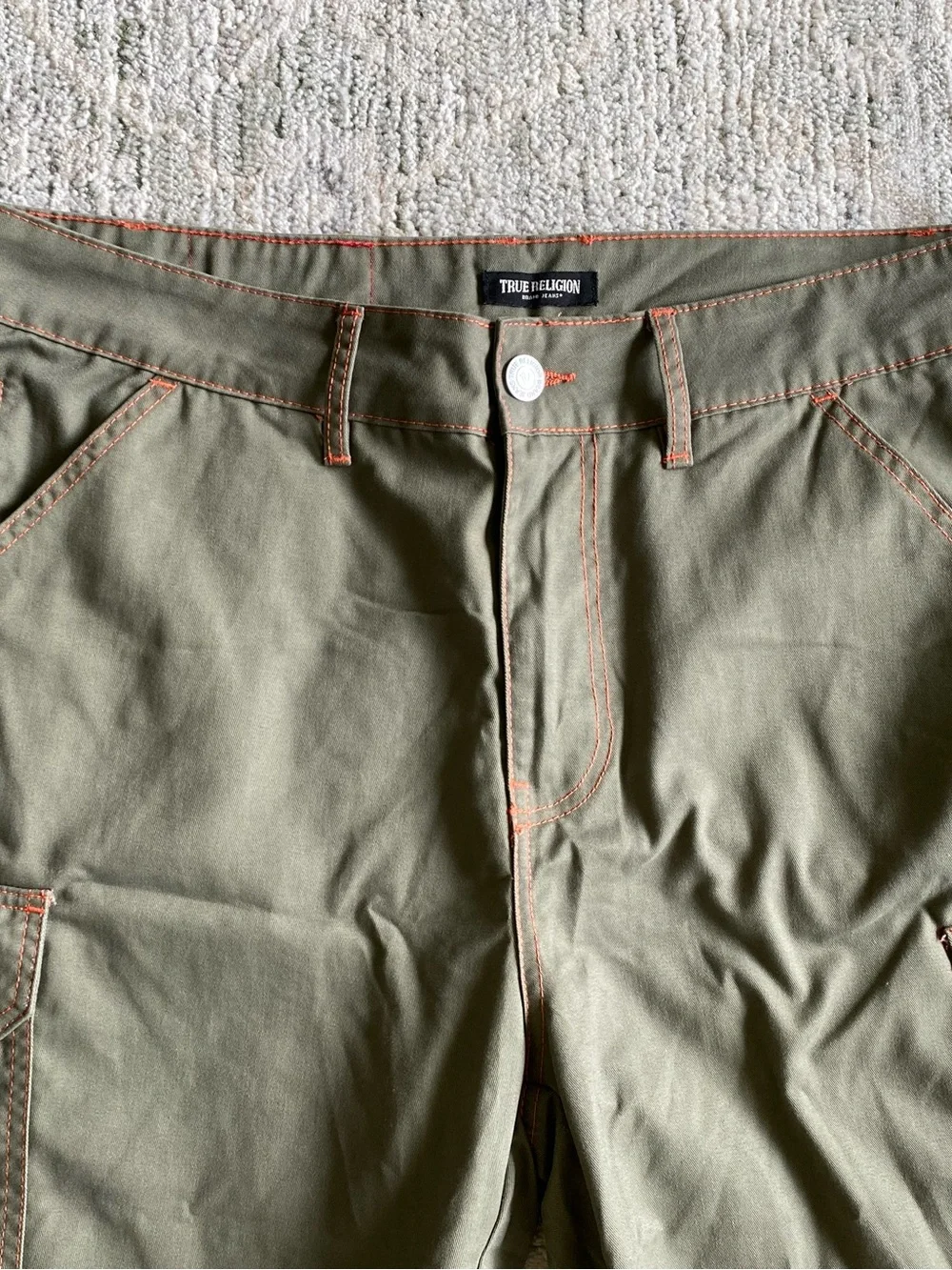 NEW True religion men's green cargo shorts 108056R7 Size 38